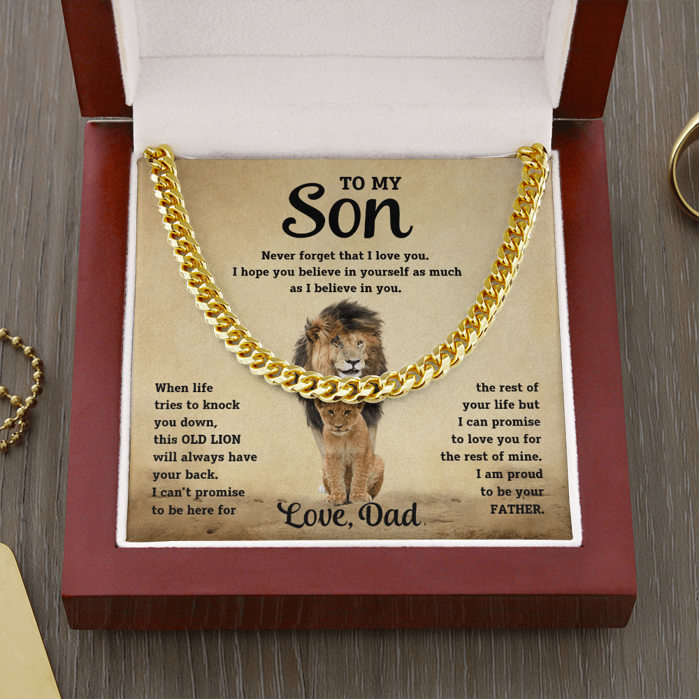 Luxurious Cuban Link Chain – "To My Son" Personalized Message Card Gift