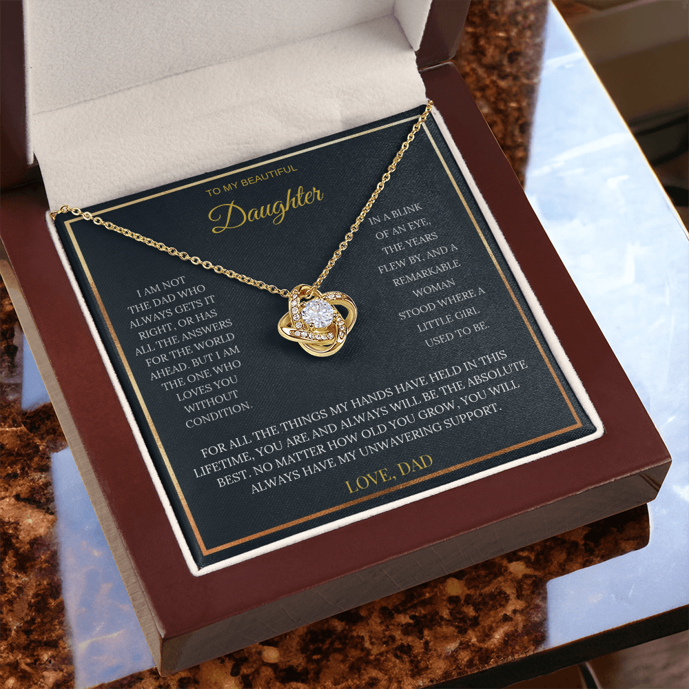 To My Beautiful Daughter – Love Knot Necklace | Sentimental Gift from Dad