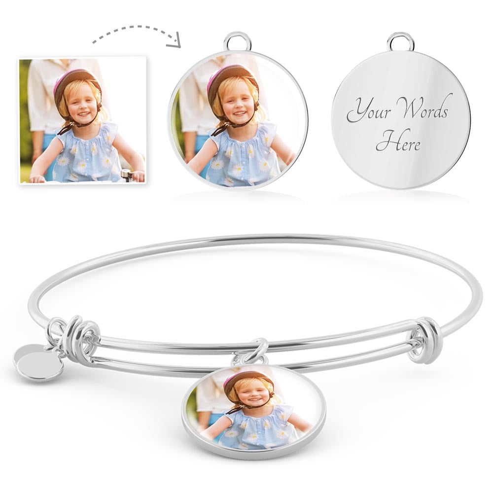Personalized 1st Anniversary Photo Bangle & Custom Engraving