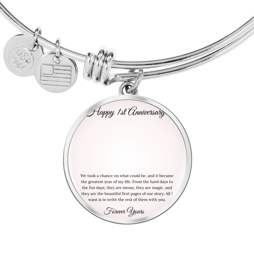 Personalized 1st Anniversary Photo Bangle & Custom Engraving