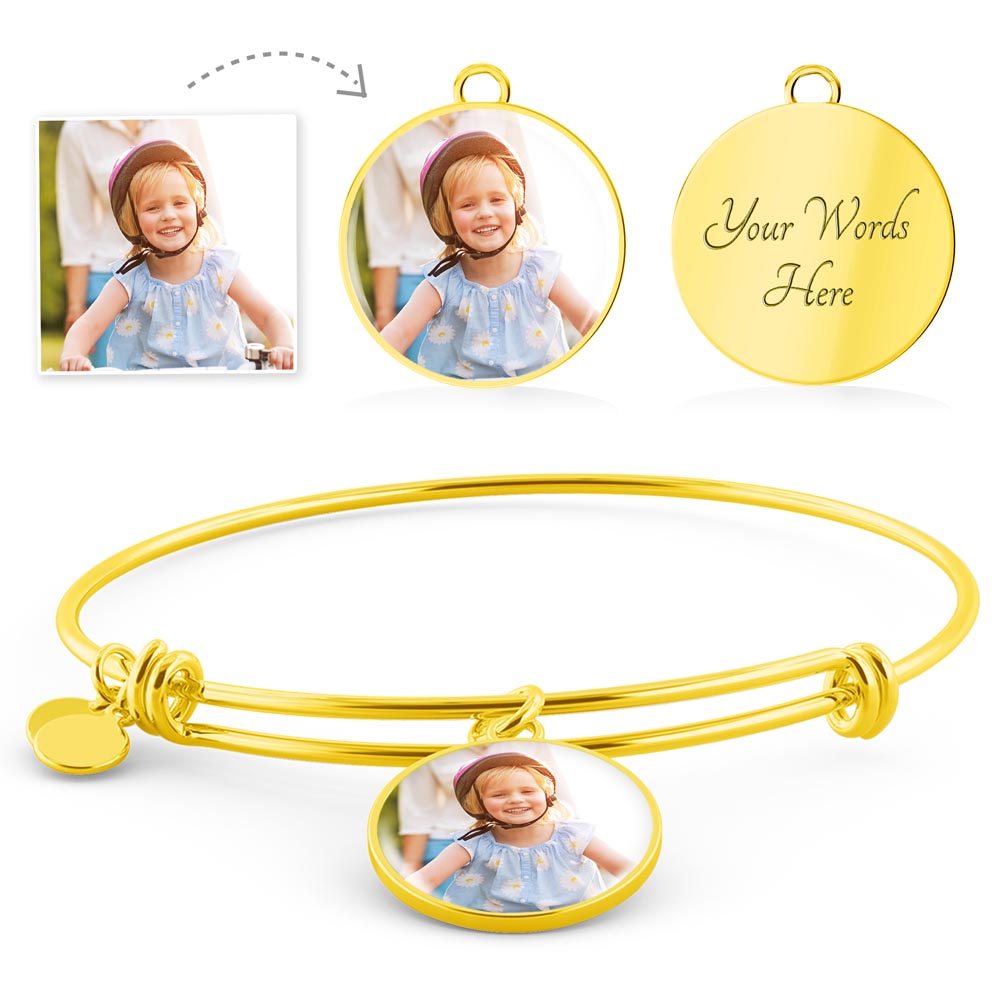 Personalized 1st Anniversary Photo Bangle & Custom Engraving