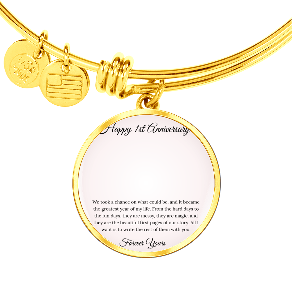 Personalized 1st Anniversary Photo Bangle & Custom Engraving