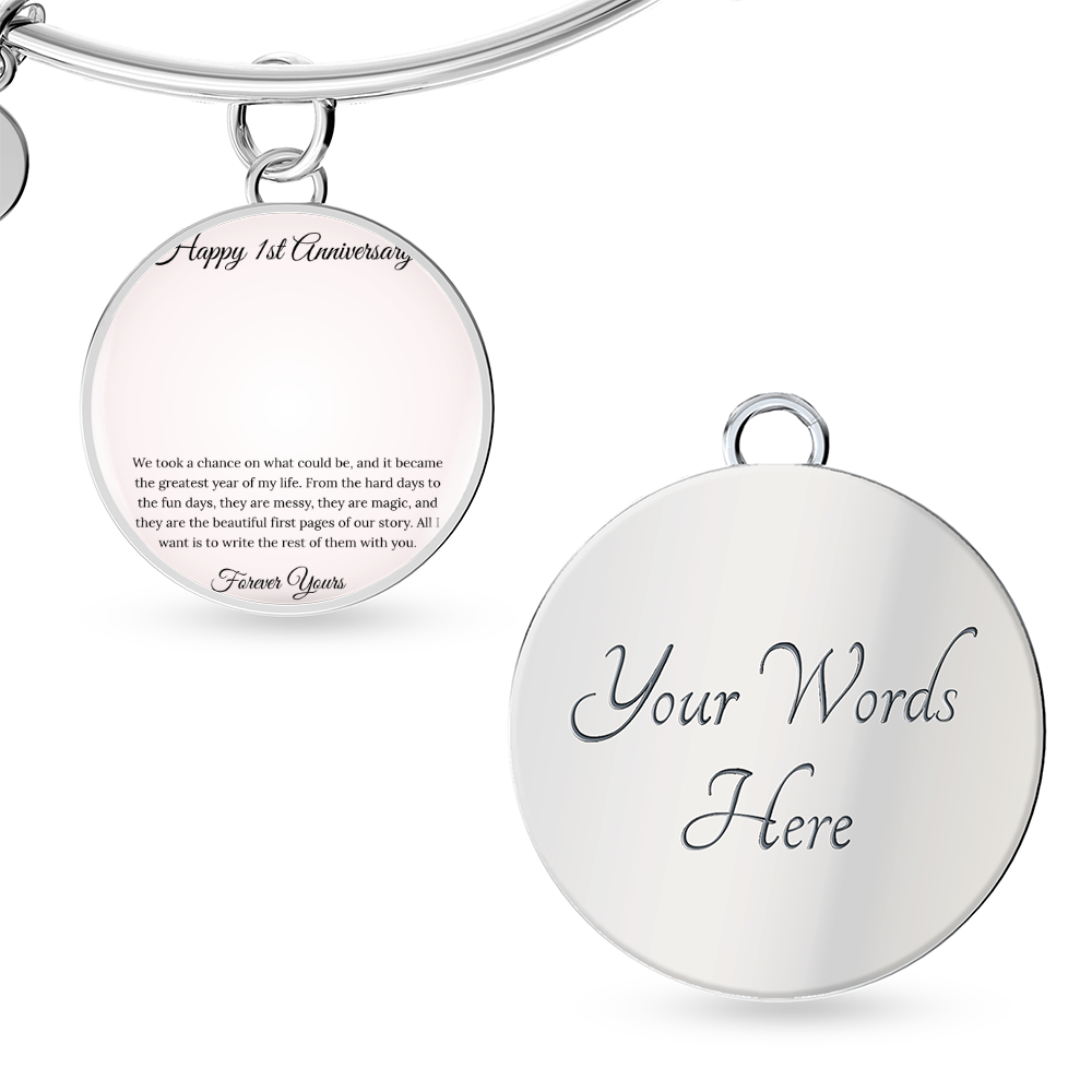 Personalized 1st Anniversary Photo Bangle & Custom Engraving