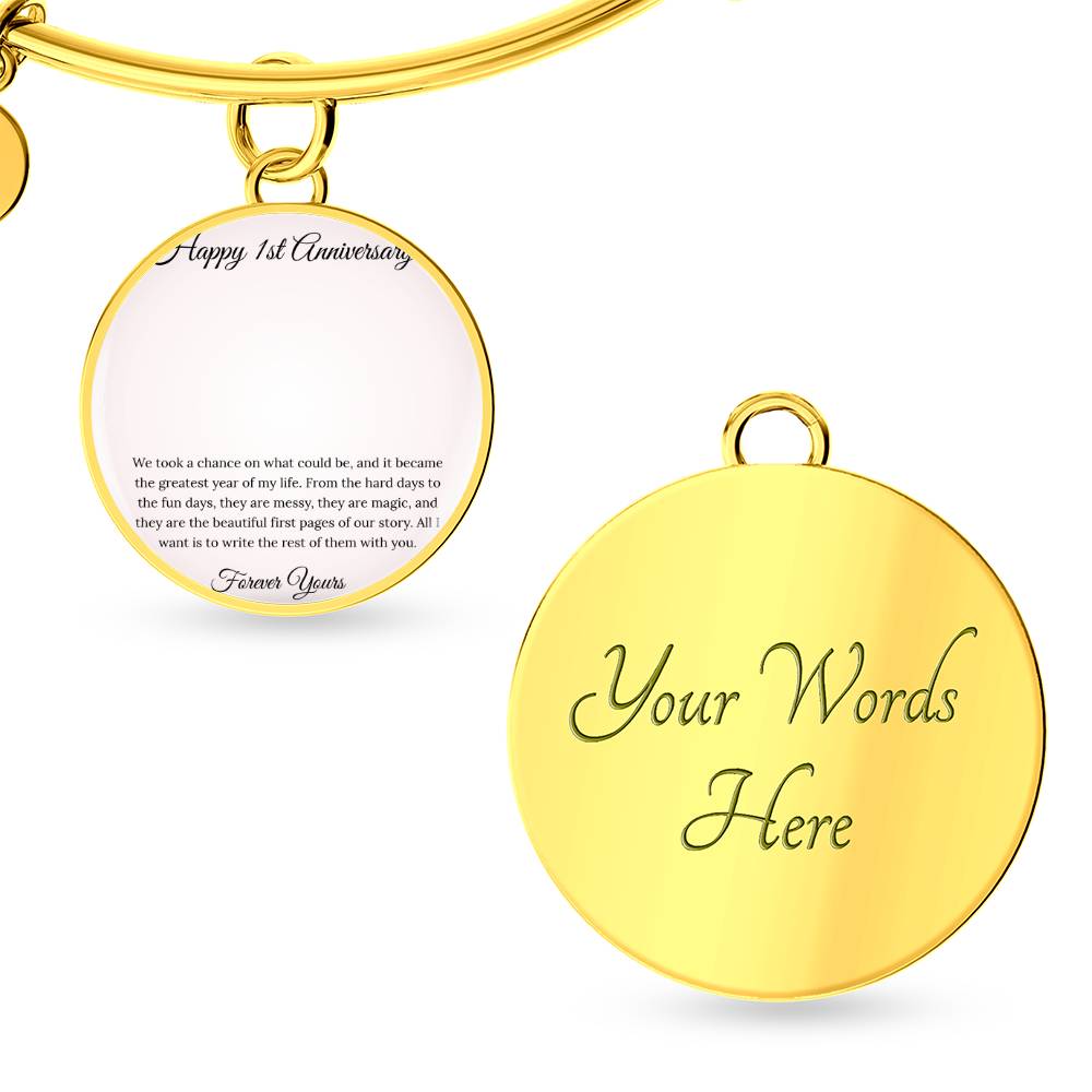 Personalized 1st Anniversary Photo Bangle & Custom Engraving