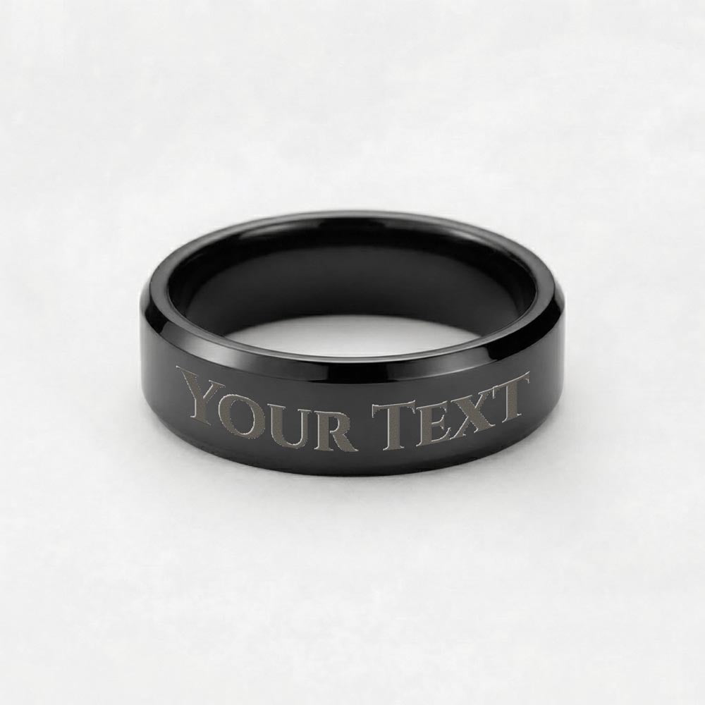 Custom Engraved Men's Ring – Personalized Band with Luxury Message Gift Box