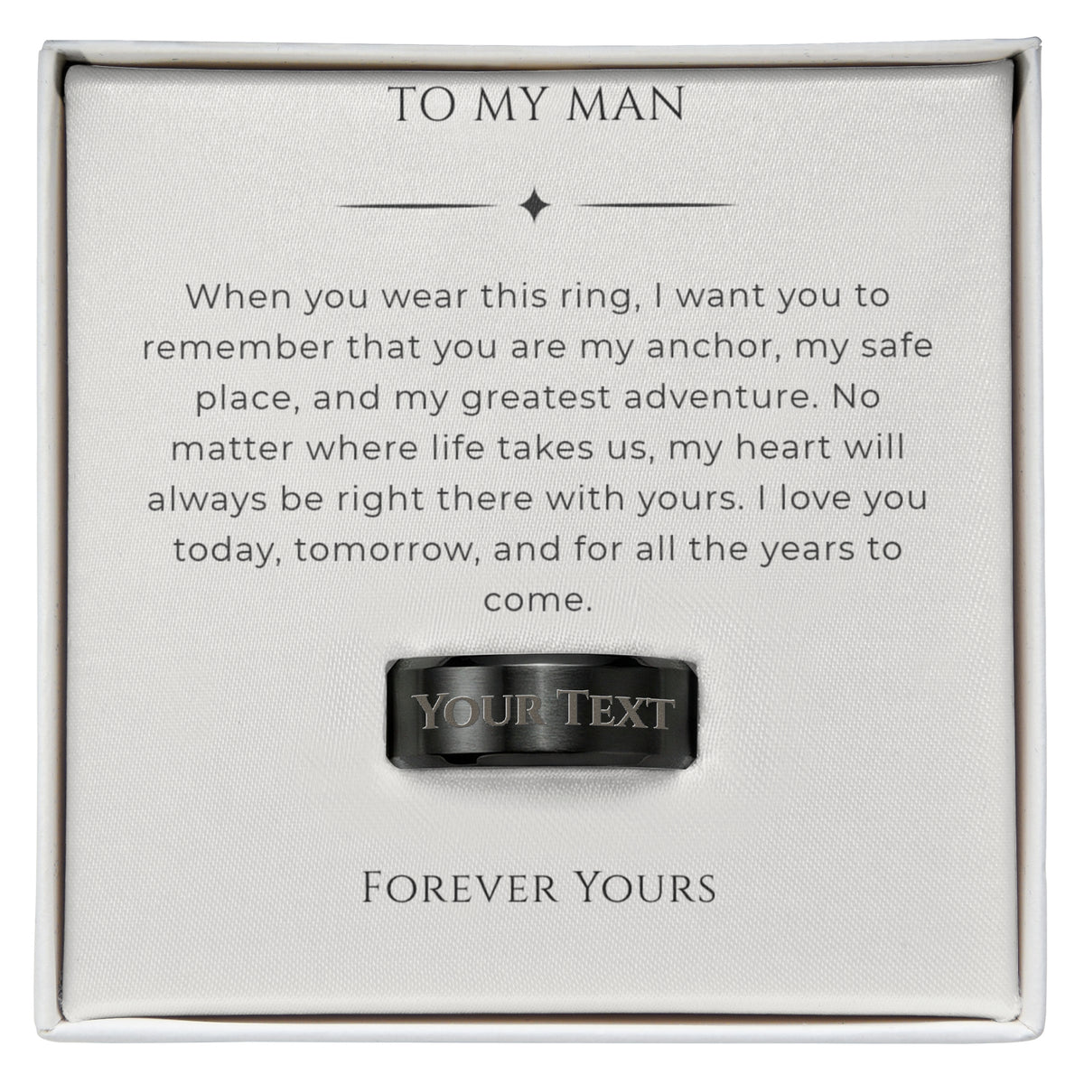 Personalized stainless steel band with custom text engraving
