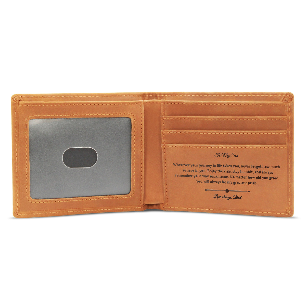 Engraved Leather Wallet Gift- From Father to Son