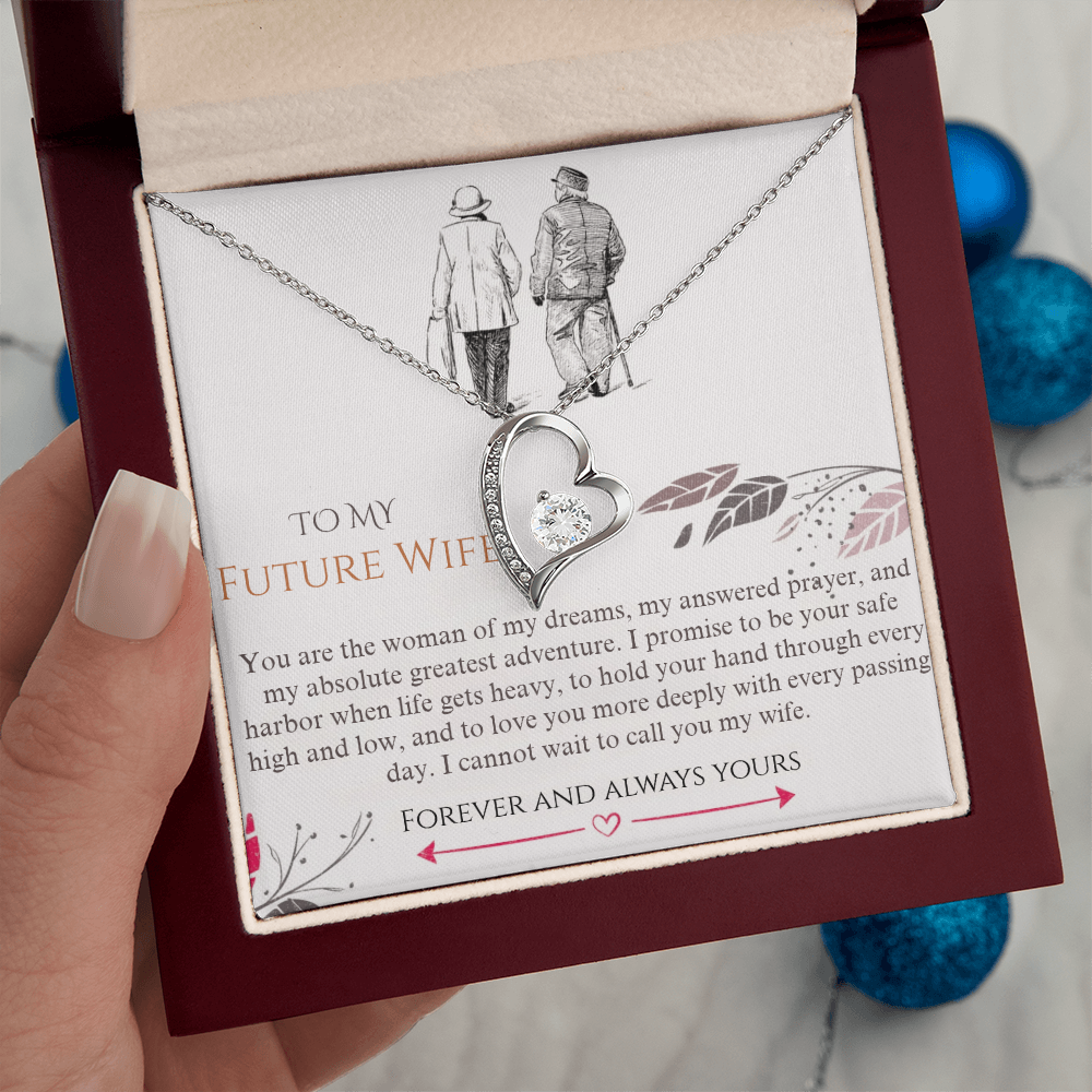Forever Love Heart Pendant Necklace, 14k White Gold Finish