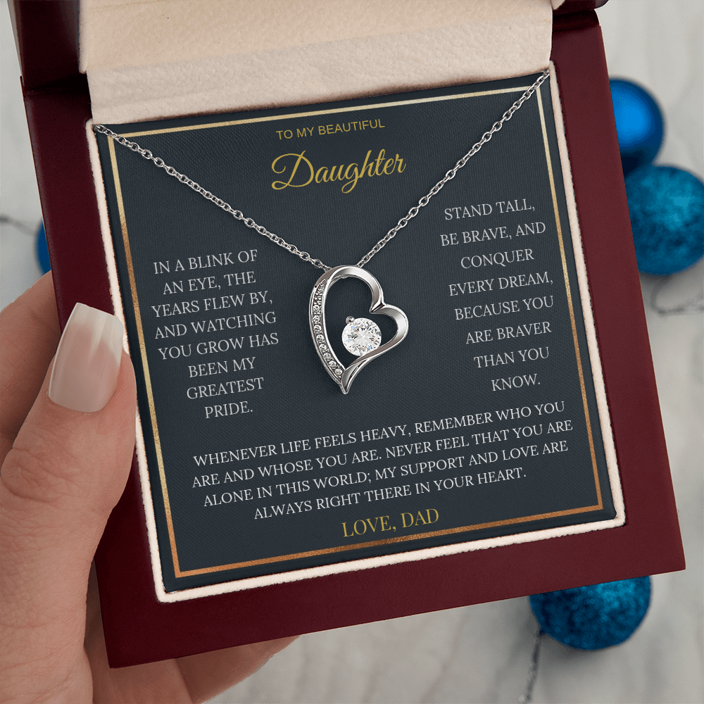 To My Beautiful Daughter – Forever Love Necklace | Sentimental Keepsake Gift from Dad