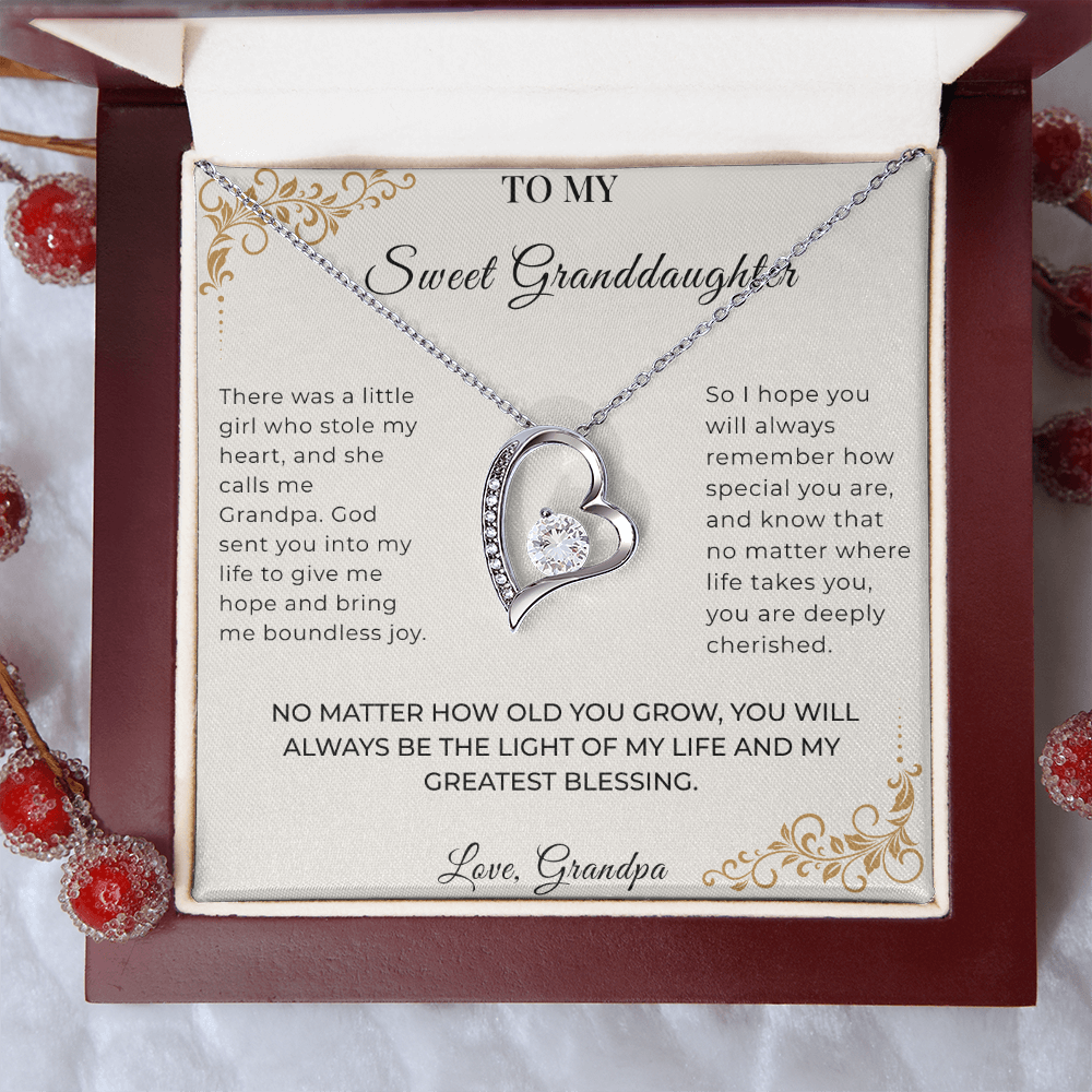 To My Granddaughter – Forever Love Necklace | Heartfelt Keepsake Gift from Grandpa