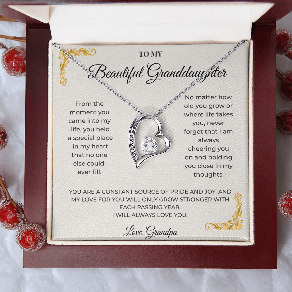 To My Granddaughter – Forever Love Necklace | Heartfelt Keepsake Gift from Grandpa