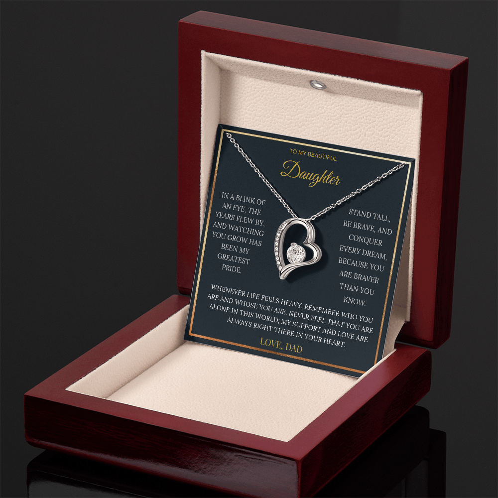 To My Beautiful Daughter – Forever Love Necklace | Sentimental Keepsake Gift from Dad