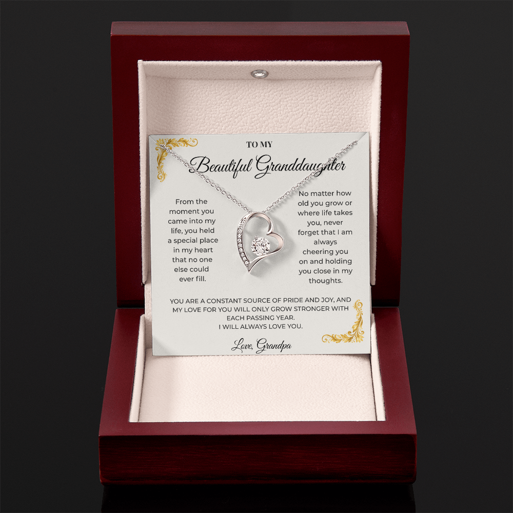 To My Granddaughter – Forever Love Necklace | Heartfelt Keepsake Gift from Grandpa