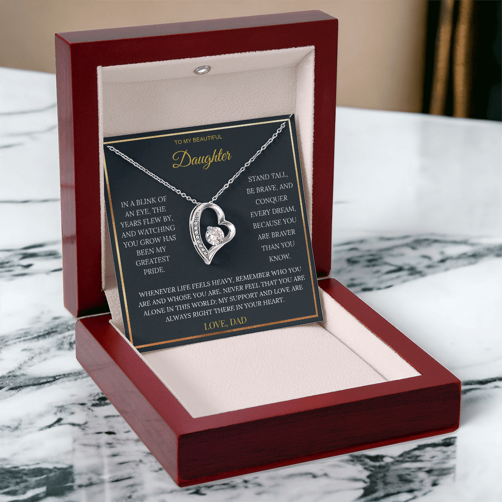 To My Beautiful Daughter – Forever Love Necklace | Sentimental Keepsake Gift from Dad