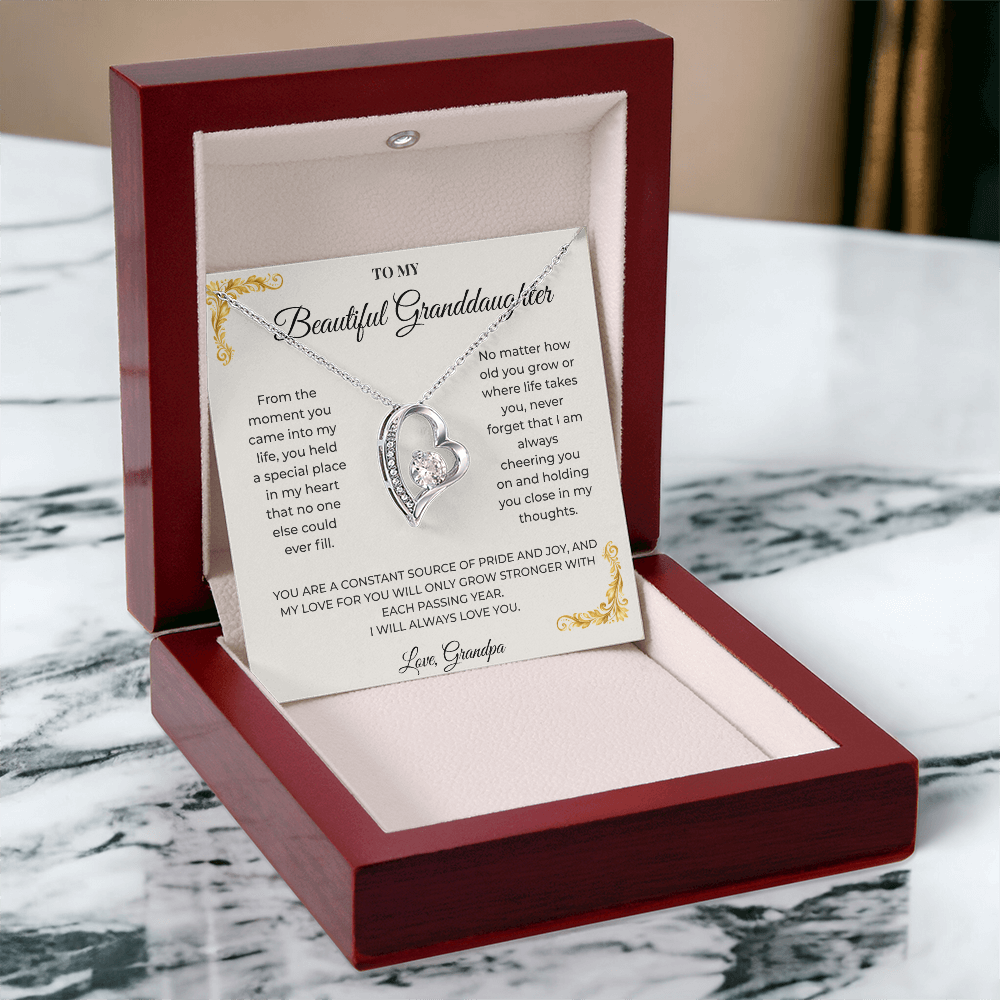 To My Granddaughter – Forever Love Necklace | Heartfelt Keepsake Gift from Grandpa