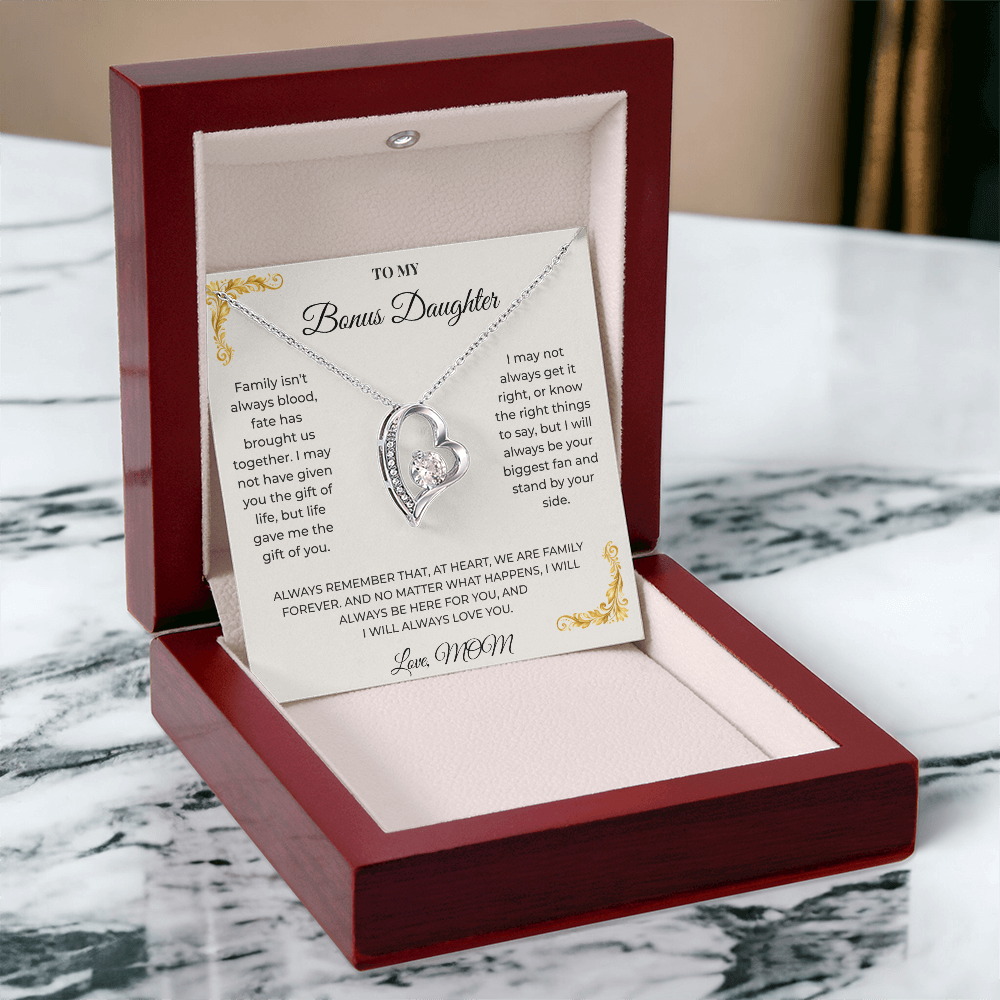 To My Bonus Daughter – Forever Love Necklace | Heartfelt Keepsake Gift from Mom