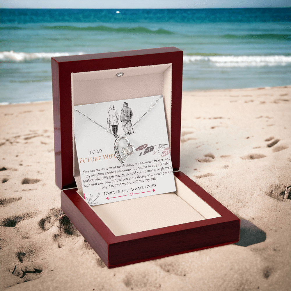 Forever Love Heart Pendant Necklace, 14k White Gold Finish