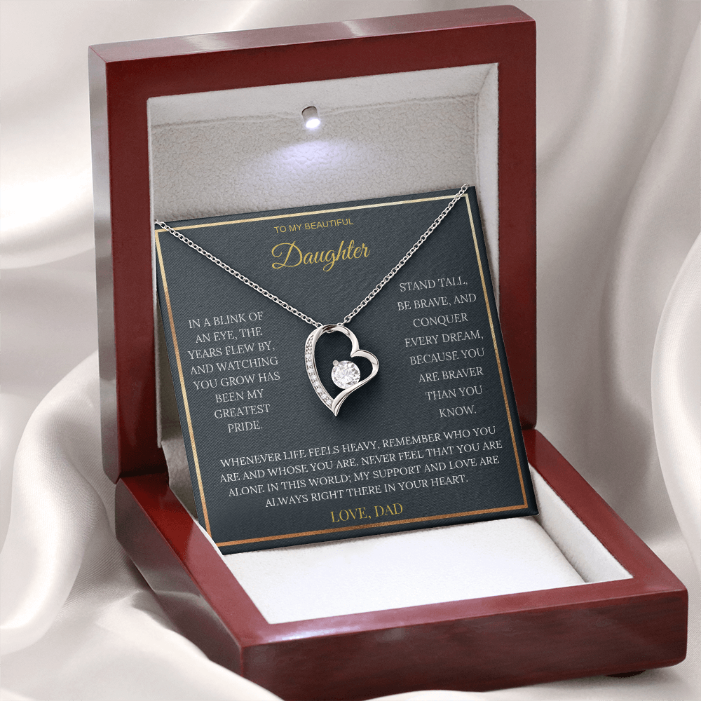 To My Beautiful Daughter – Forever Love Necklace | Sentimental Keepsake Gift from Dad