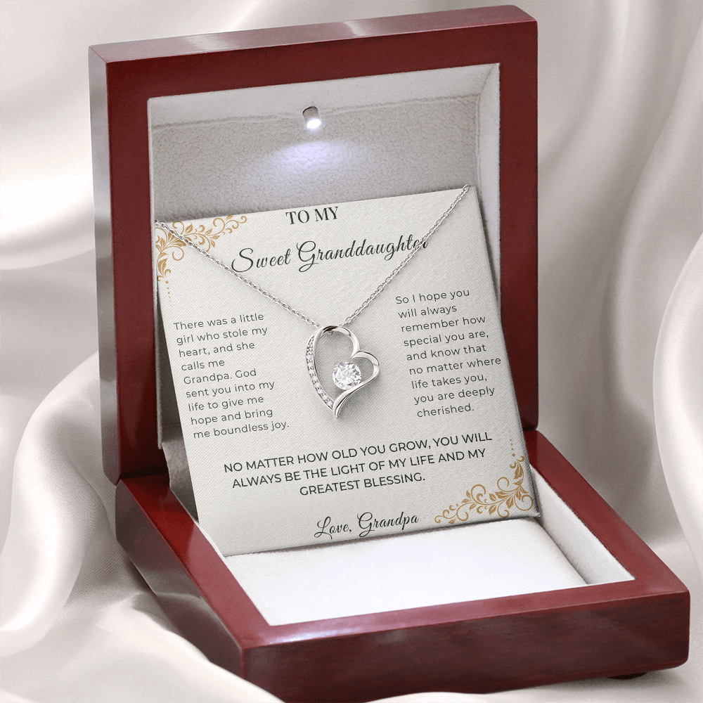To My Granddaughter – Forever Love Necklace | Heartfelt Keepsake Gift from Grandpa