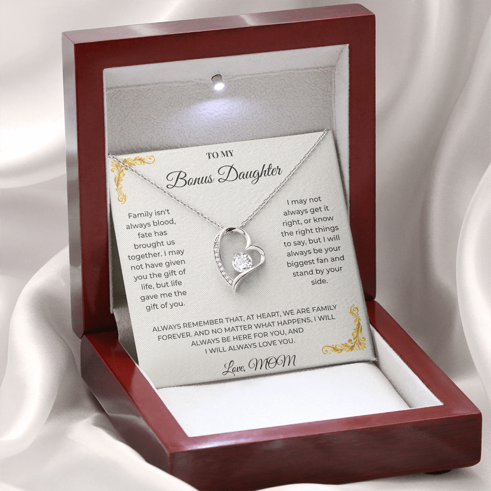 To My Bonus Daughter – Forever Love Necklace | Heartfelt Keepsake Gift from Mom