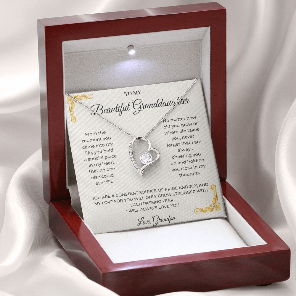 To My Granddaughter – Forever Love Necklace | Heartfelt Keepsake Gift from Grandpa
