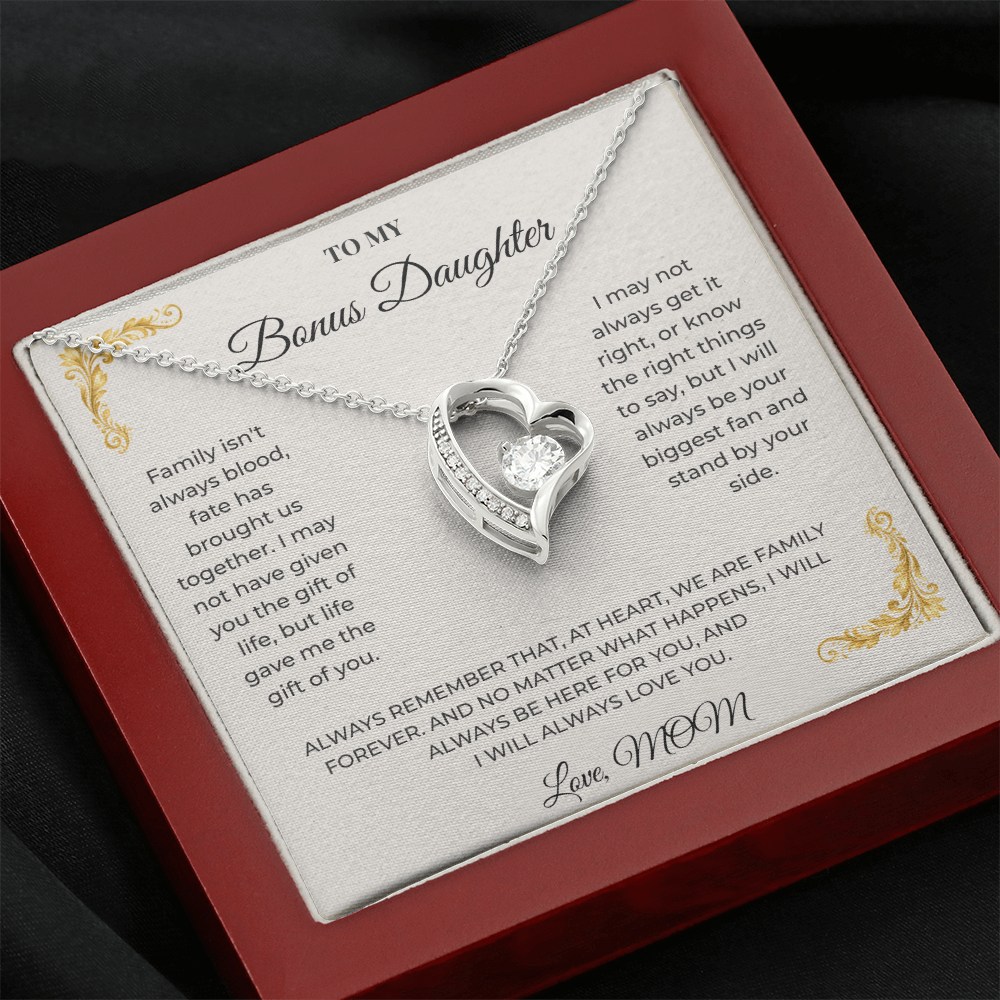 To My Bonus Daughter – Forever Love Necklace | Heartfelt Keepsake Gift from Mom
