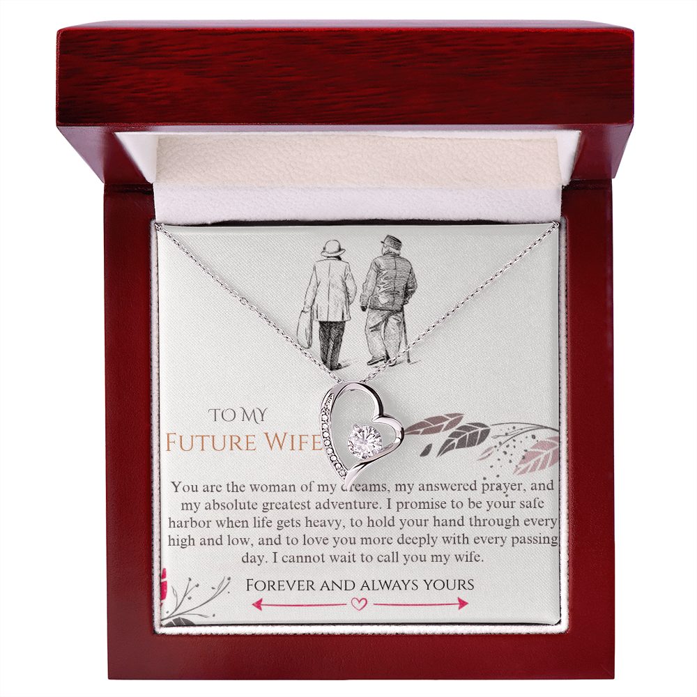 Forever Love Heart Pendant Necklace, 14k White Gold Finish