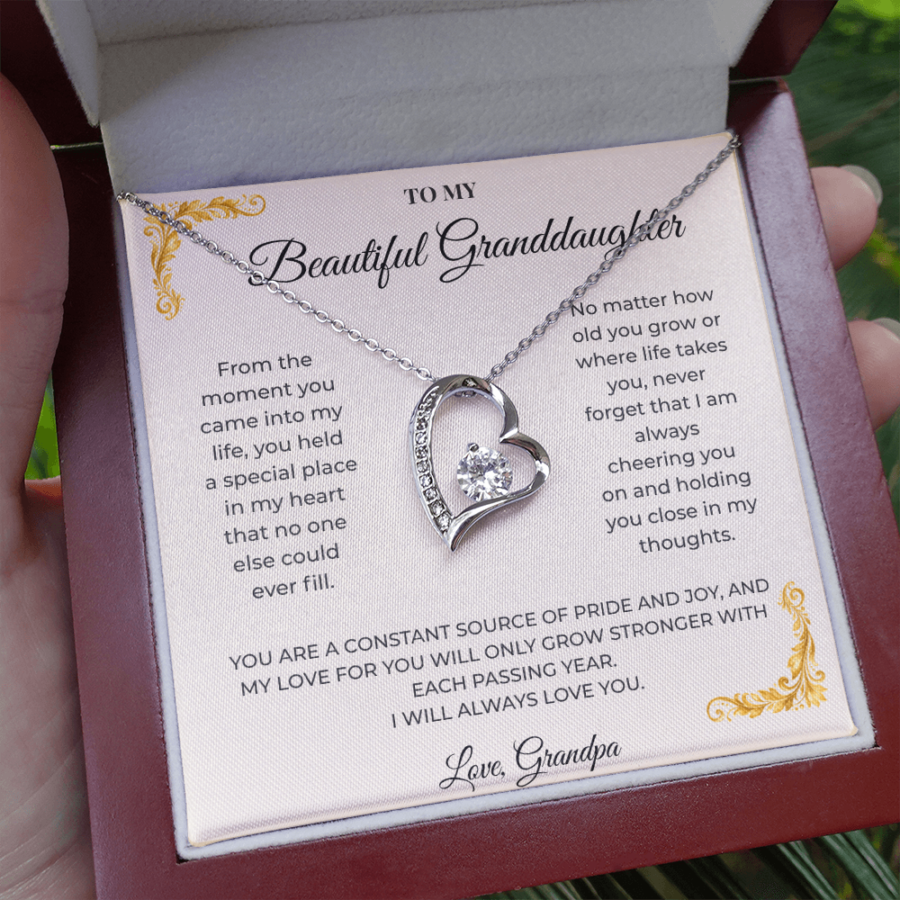 To My Granddaughter – Forever Love Necklace | Heartfelt Keepsake Gift from Grandpa