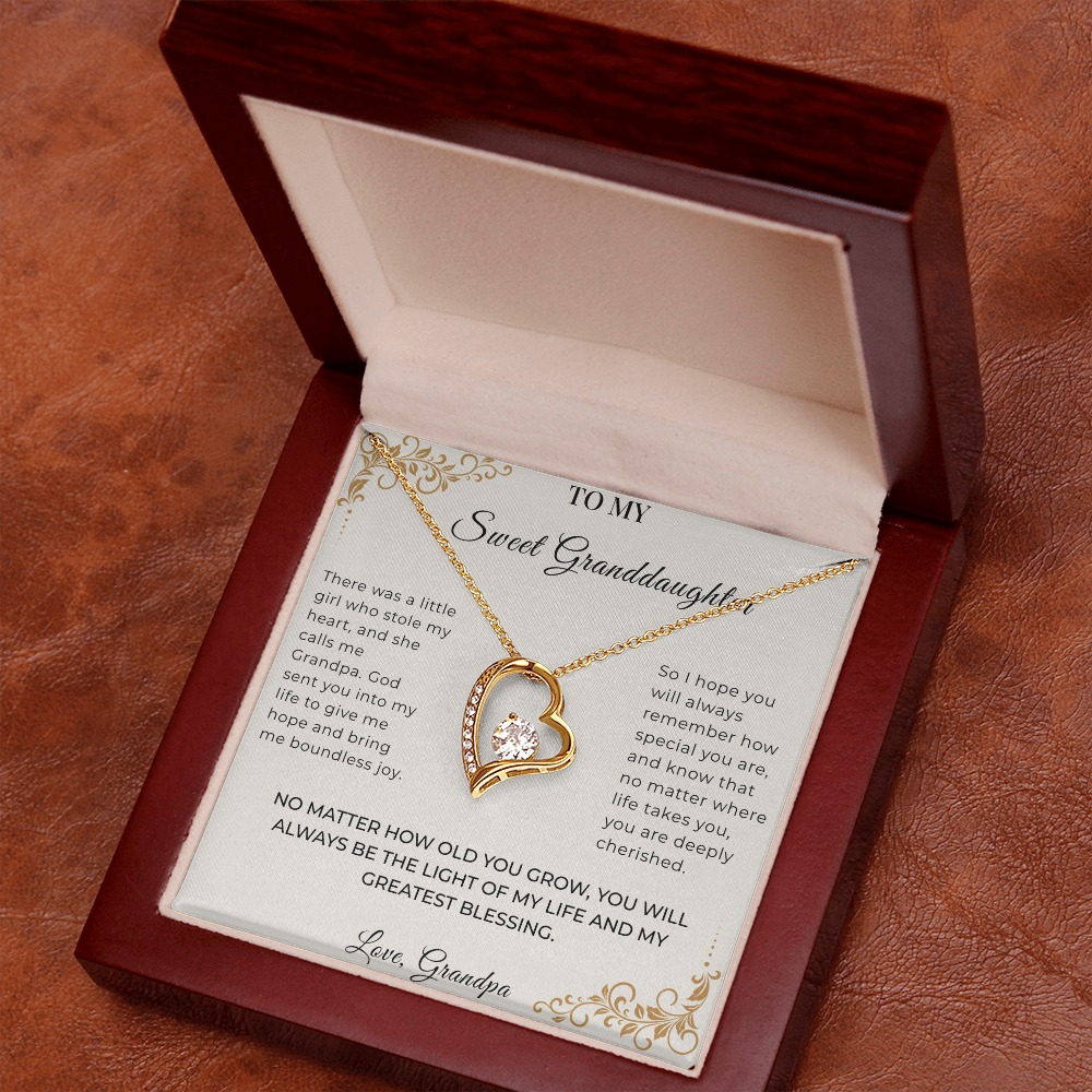 To My Granddaughter – Forever Love Necklace | Heartfelt Keepsake Gift from Grandpa