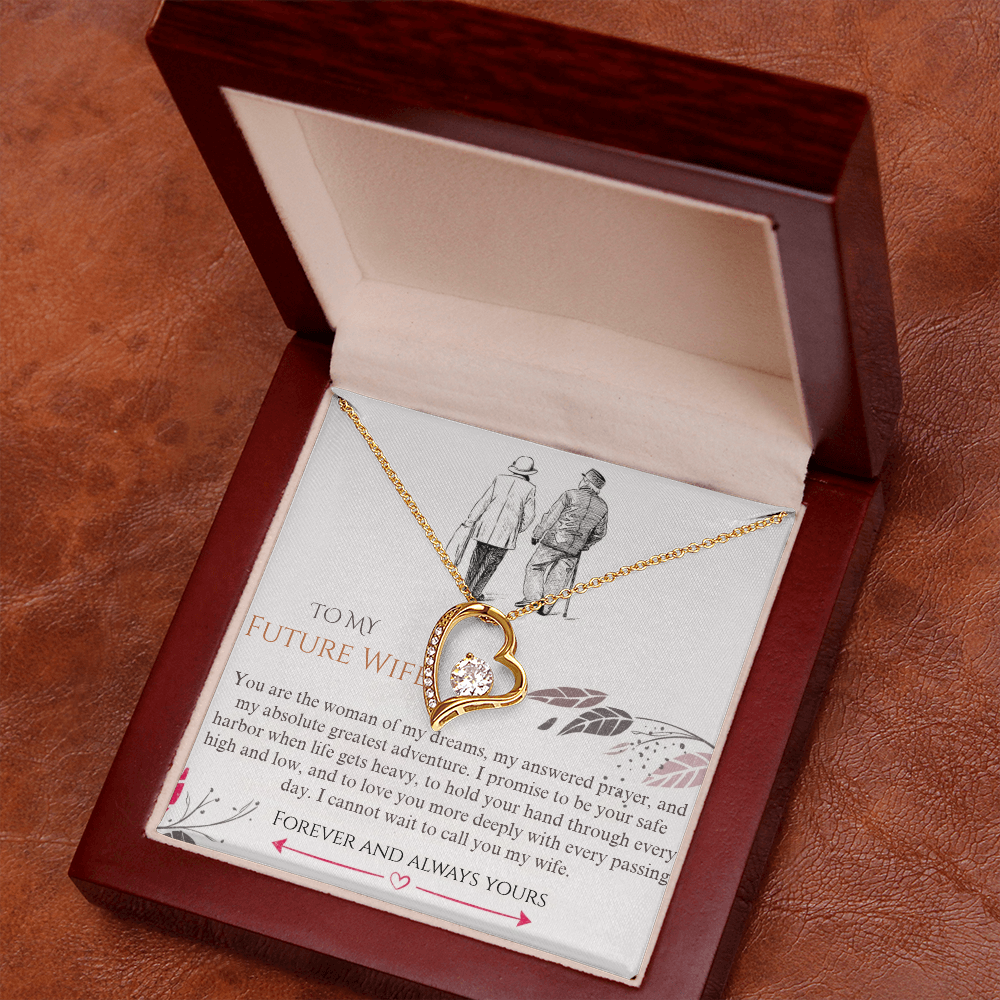 Forever Love Heart Pendant Necklace, 14k White Gold Finish