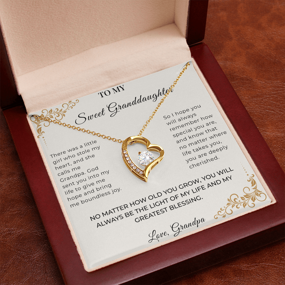 To My Granddaughter – Forever Love Necklace | Heartfelt Keepsake Gift from Grandpa