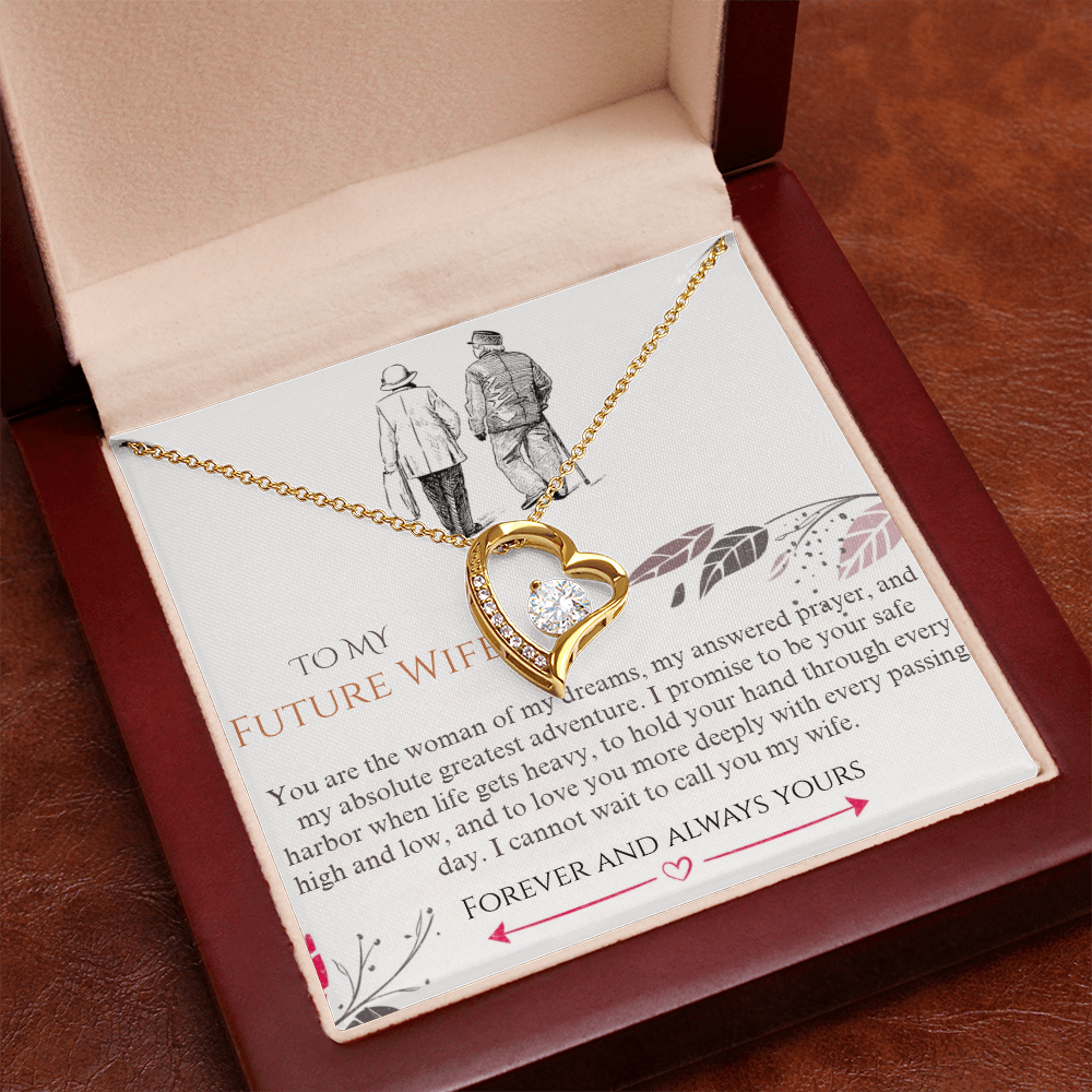 Forever Love Heart Pendant Necklace, 14k White Gold Finish