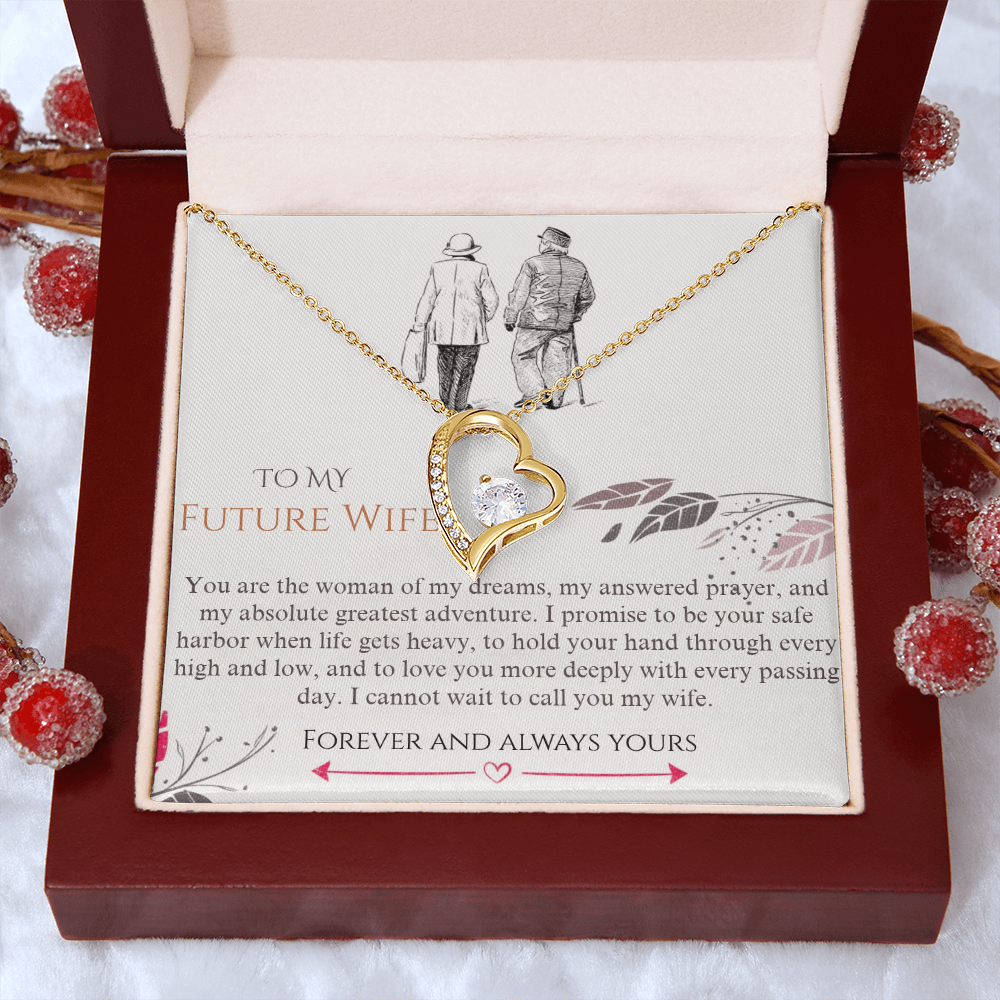 Forever Love Heart Pendant Necklace, 14k White Gold Finish