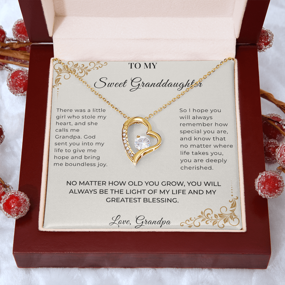 To My Granddaughter – Forever Love Necklace | Heartfelt Keepsake Gift from Grandpa