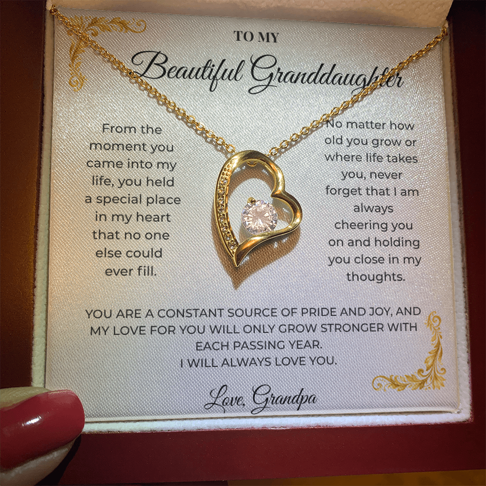 To My Granddaughter – Forever Love Necklace | Heartfelt Keepsake Gift from Grandpa