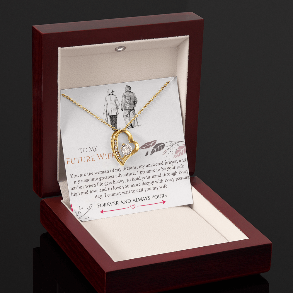 Forever Love Heart Pendant Necklace, 14k White Gold Finish
