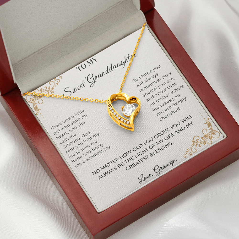 To My Granddaughter – Forever Love Necklace | Heartfelt Keepsake Gift from Grandpa