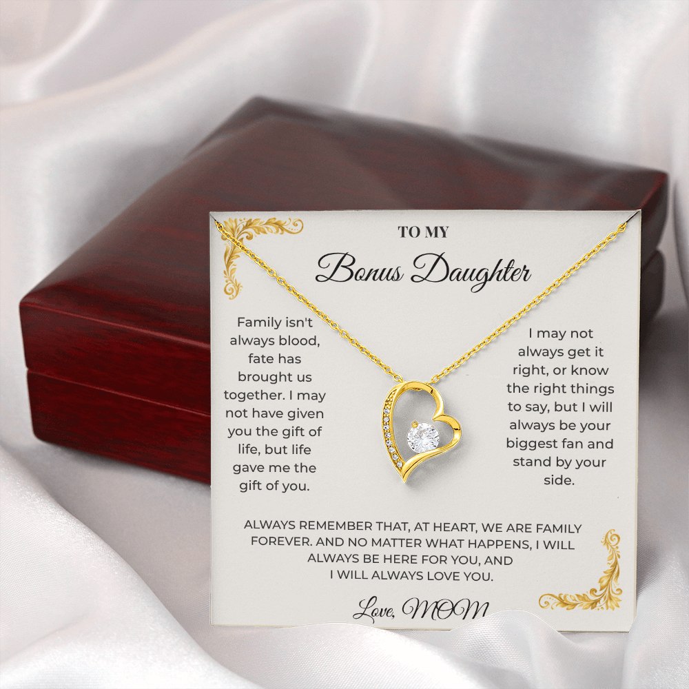 To My Bonus Daughter – Forever Love Necklace | Heartfelt Keepsake Gift from Mom