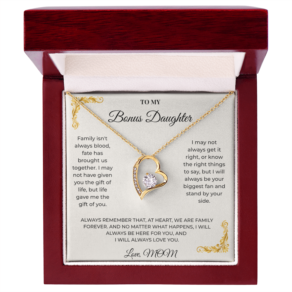 To My Bonus Daughter – Forever Love Necklace | Heartfelt Keepsake Gift from Mom
