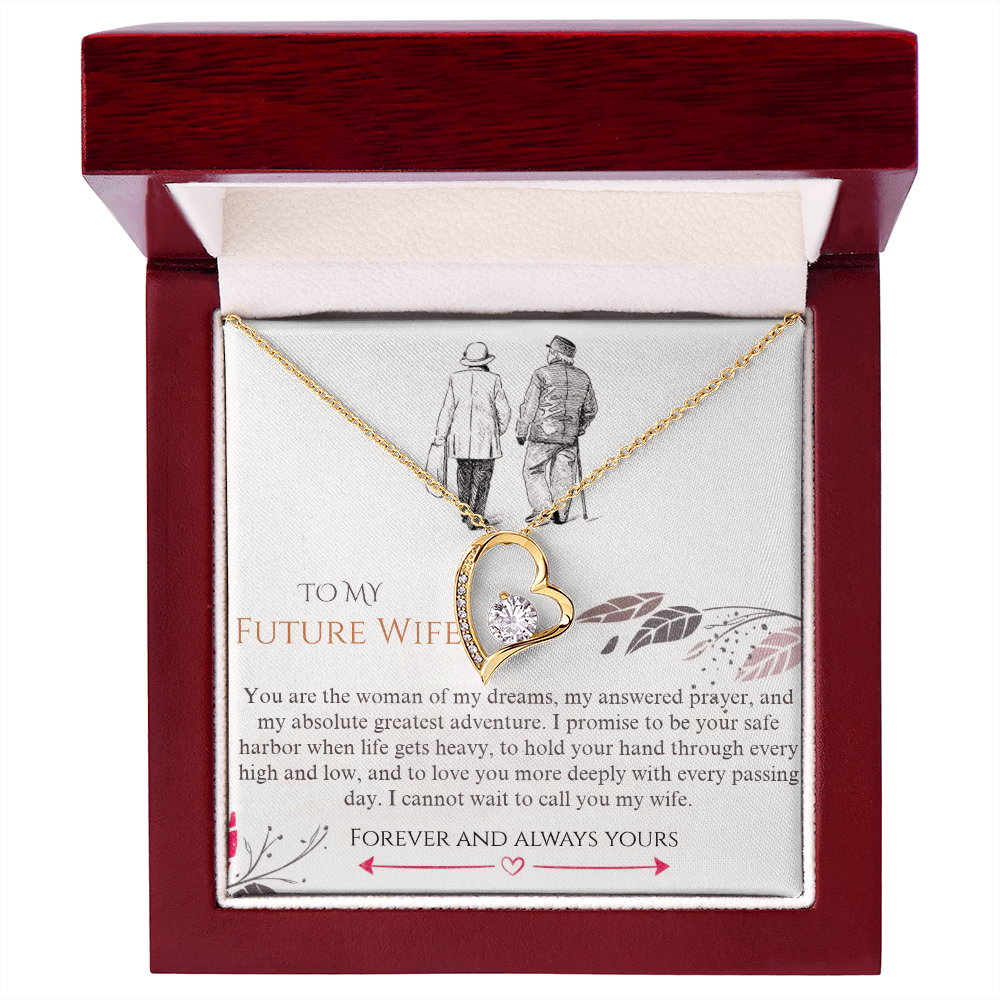 Forever Love Heart Pendant Necklace, 14k White Gold Finish