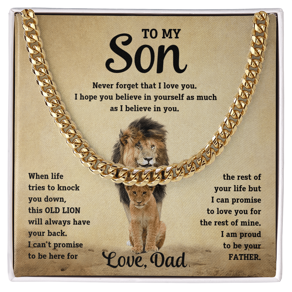Luxurious Cuban Link Chain – "To My Son" Personalized Message Card Gift