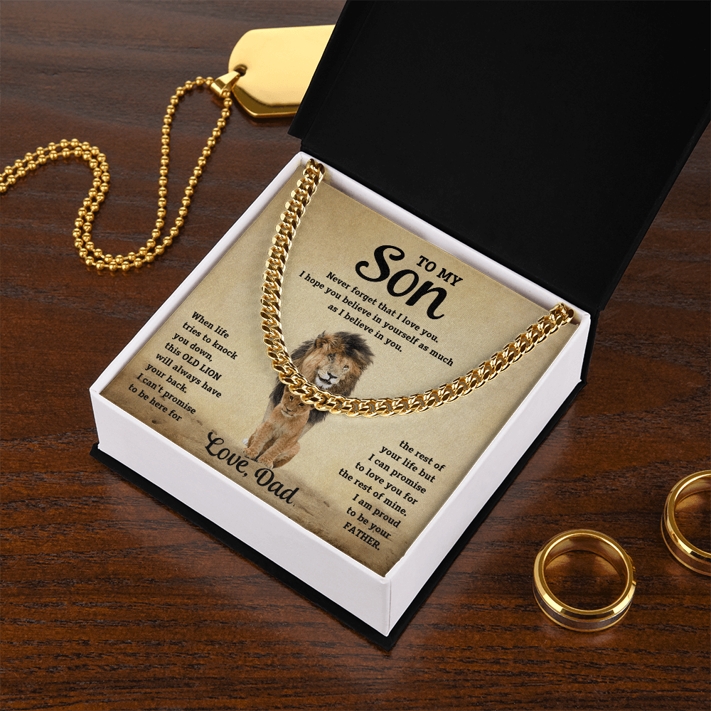 Luxurious Cuban Link Chain – "To My Son" Personalized Message Card Gift