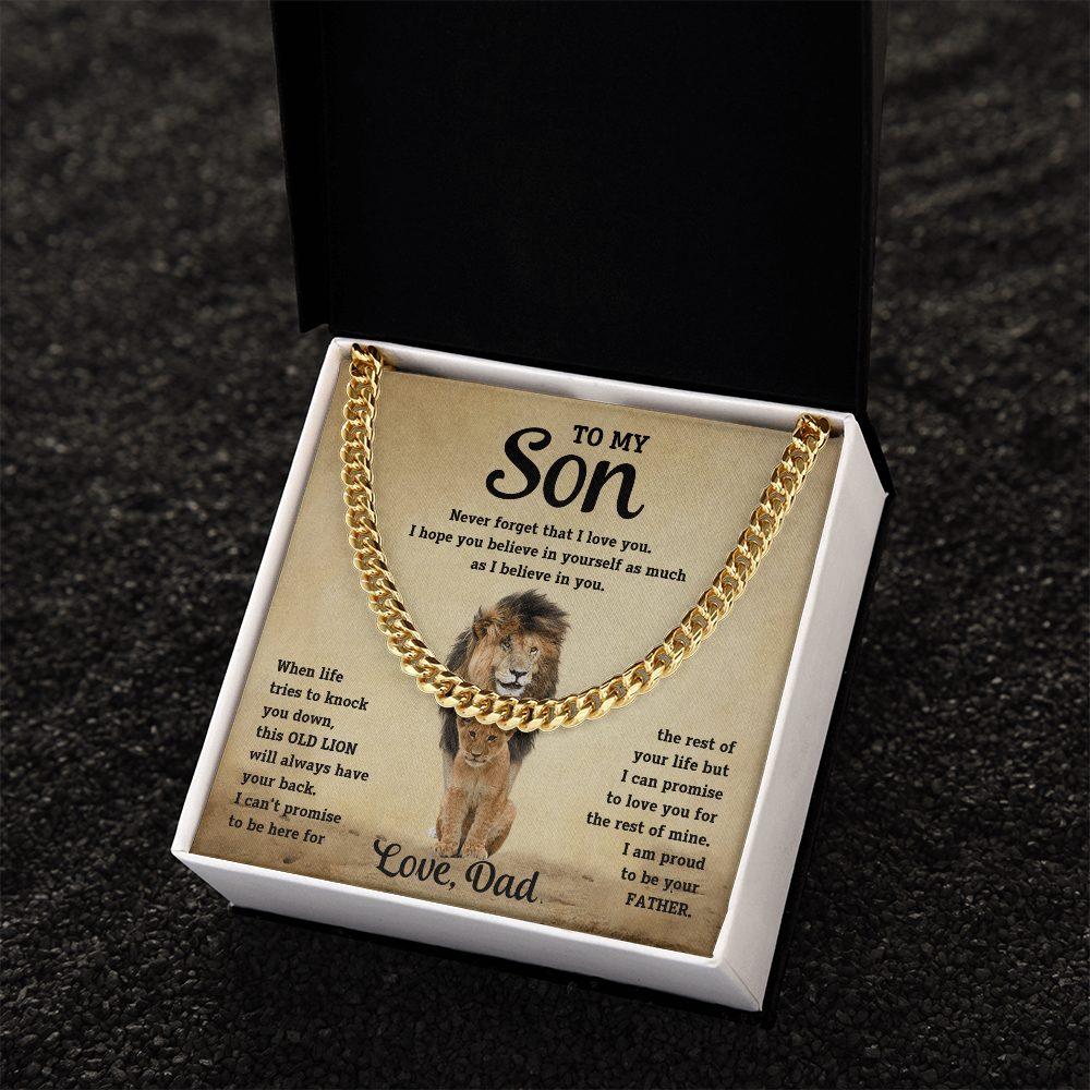 Luxurious Cuban Link Chain – "To My Son" Personalized Message Card Gift