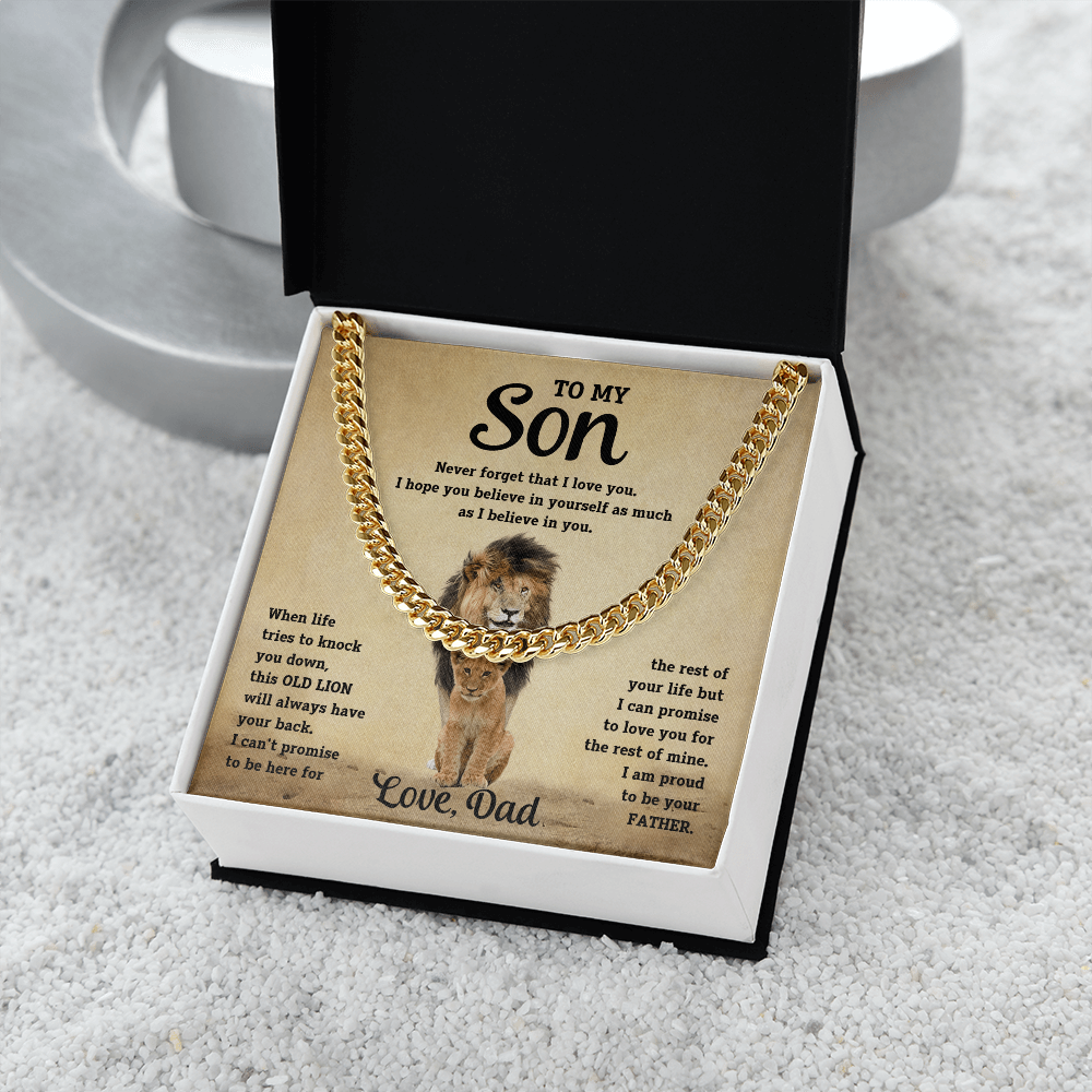 Luxurious Cuban Link Chain – "To My Son" Personalized Message Card Gift