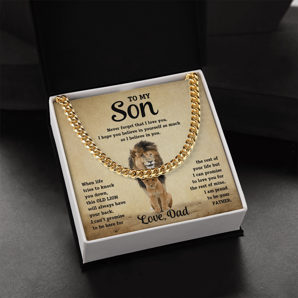 Luxurious Cuban Link Chain – "To My Son" Personalized Message Card Gift