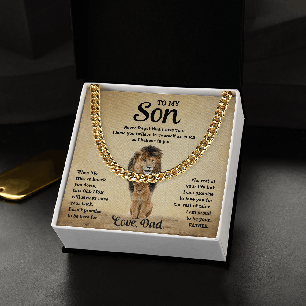 Luxurious Cuban Link Chain – "To My Son" Personalized Message Card Gift
