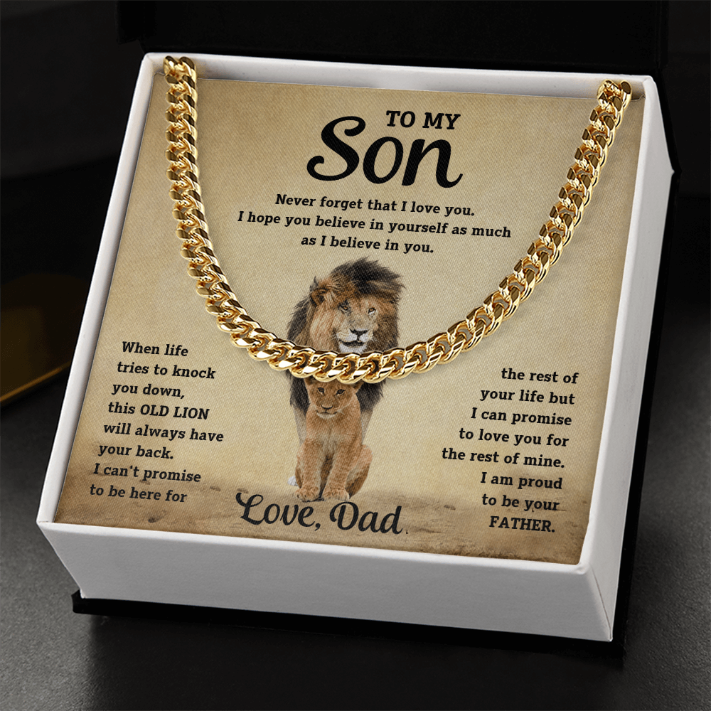 Luxurious Cuban Link Chain – "To My Son" Personalized Message Card Gift