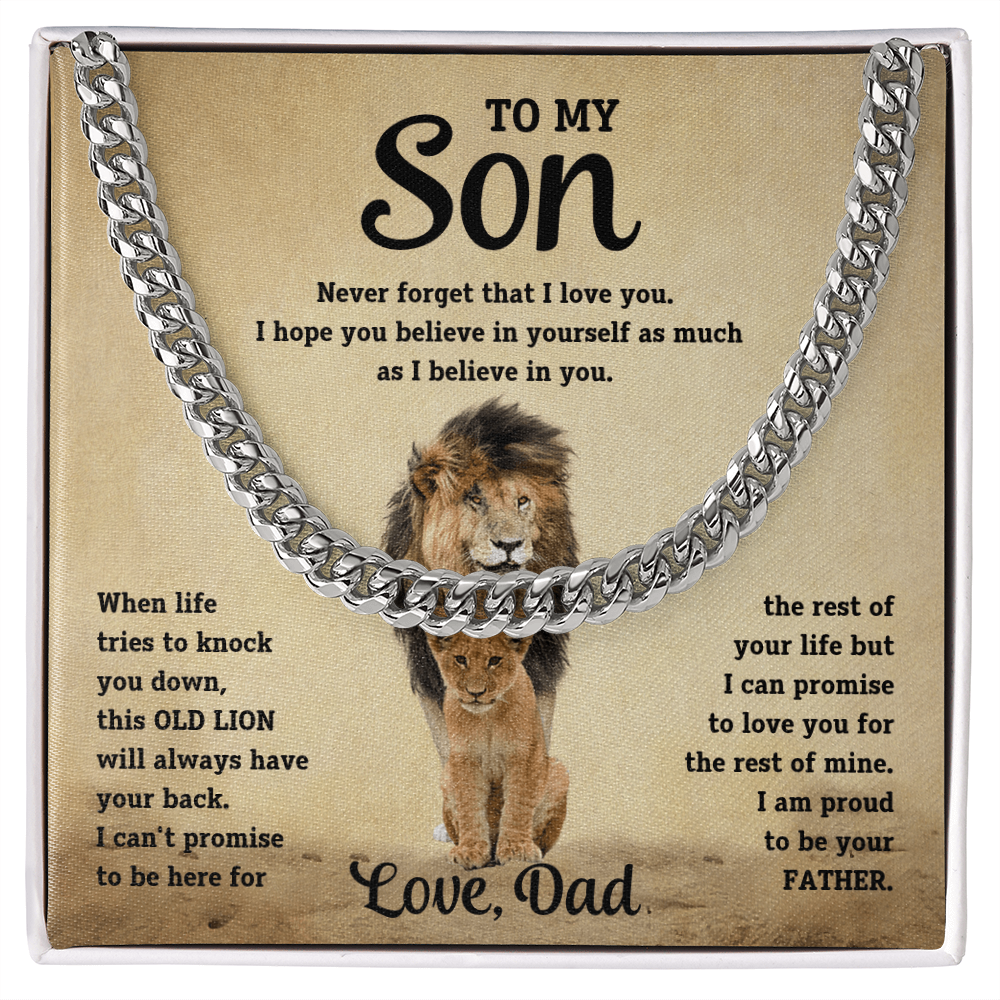 Luxurious Cuban Link Chain – "To My Son" Personalized Message Card Gift