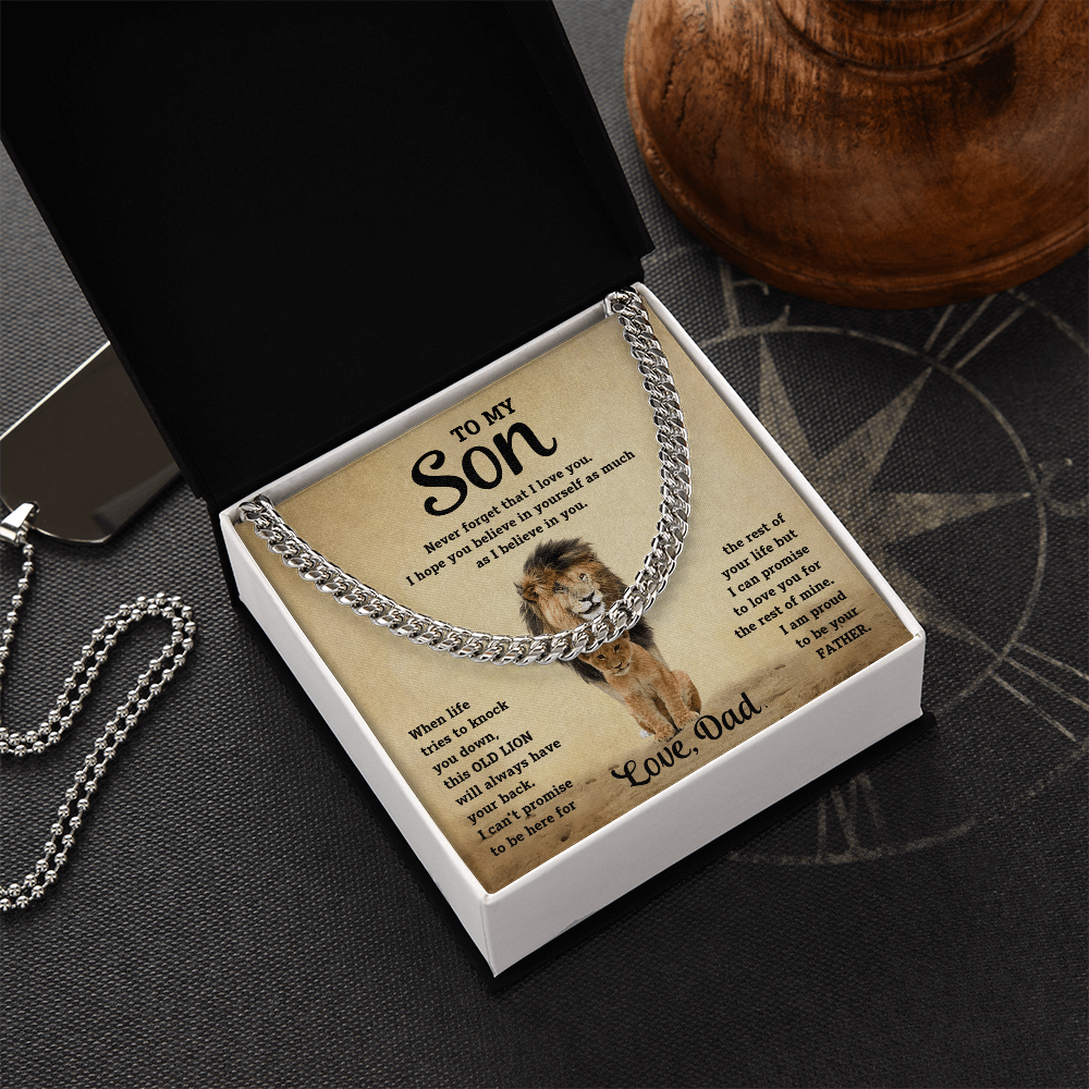 Luxurious Cuban Link Chain – "To My Son" Personalized Message Card Gift