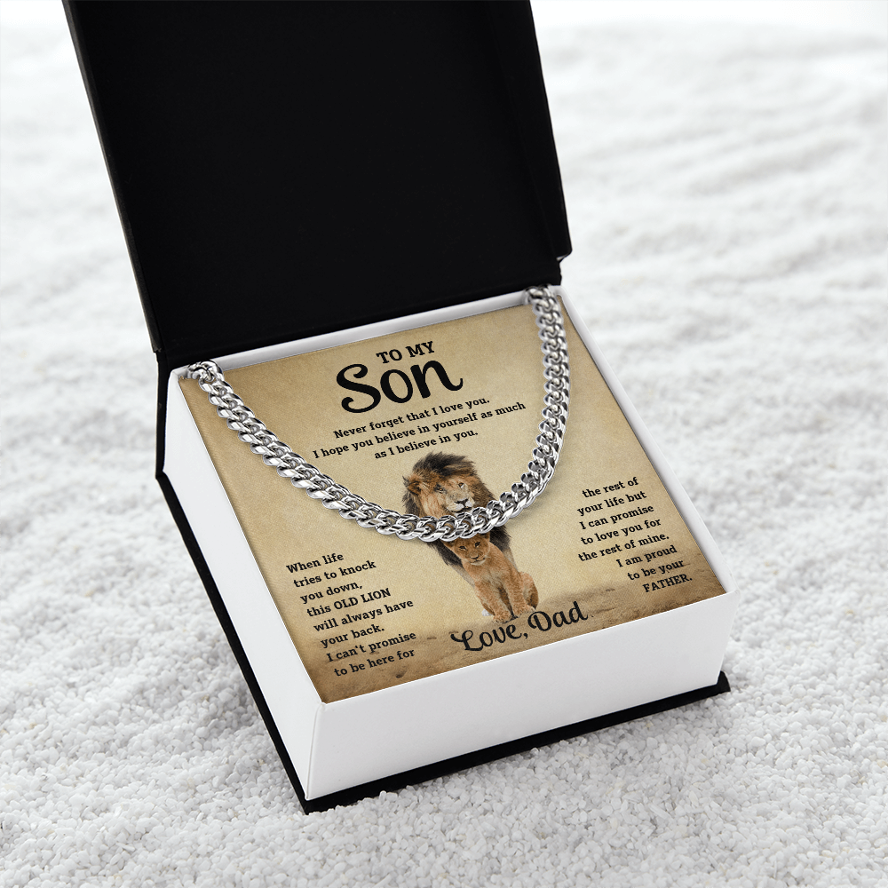 Luxurious Cuban Link Chain – "To My Son" Personalized Message Card Gift